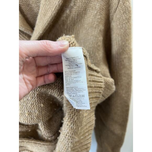J. Crew Womens Shawl Neck Wool Blend Cardigan Size S Camel Brown Preppy Academia - Picture 4 of 7